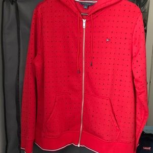 Red and navy Tommy Hilfiger jacket in great condition  size Large